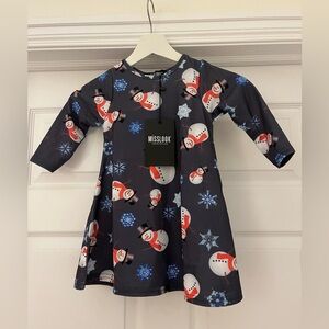 NWT Misslook girls Christmas dress snowman pattern size 3-4 years